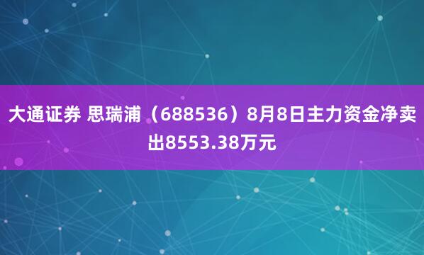 大通证券 思瑞浦（688536）8月8日主力资金净卖出8553.38万元