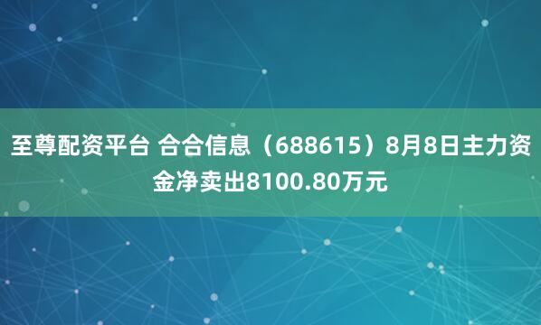 至尊配资平台 合合信息（688615）8月8日主力资金净卖出8100.80万元