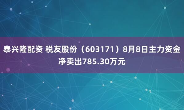 泰兴隆配资 税友股份（603171）8月8日主力资金净卖出785.30万元